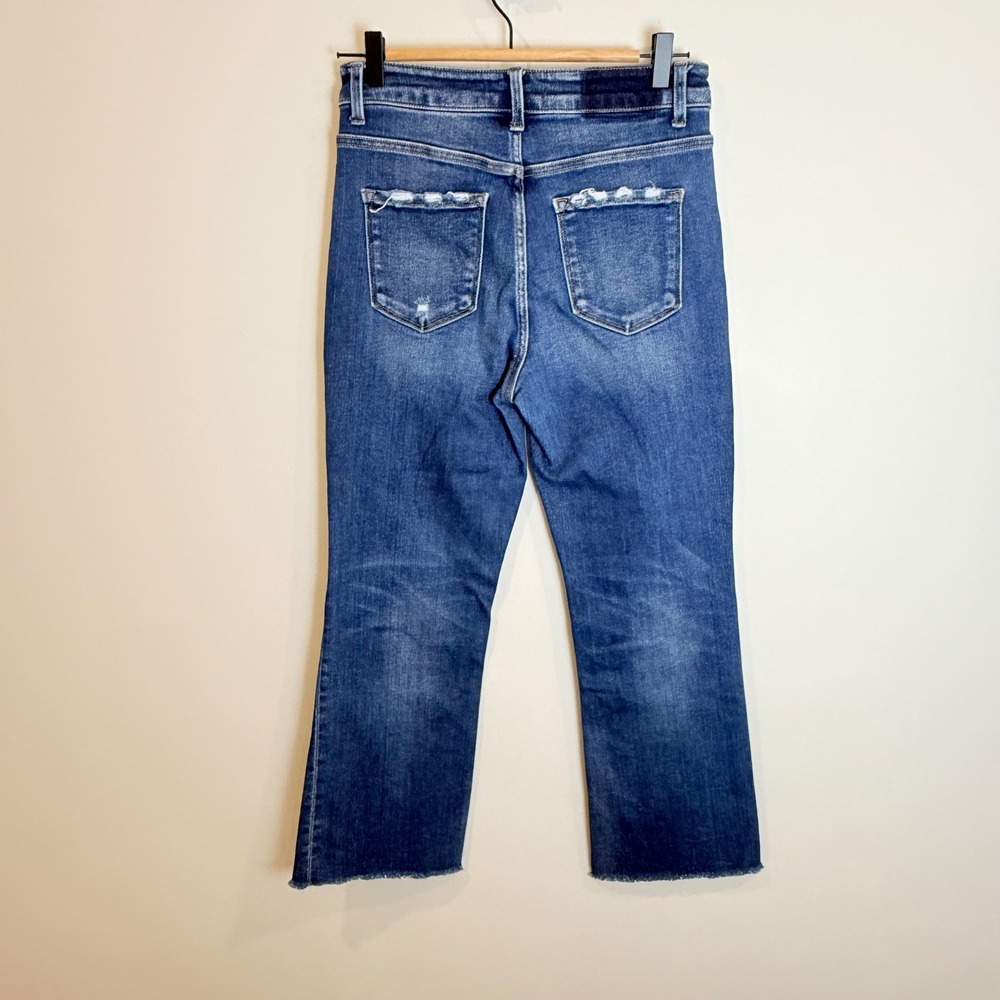 Womens Denim Jeans High Rise Cropped Bootcut Distressed Medium Wash Size 28 - Picture 2 of 11